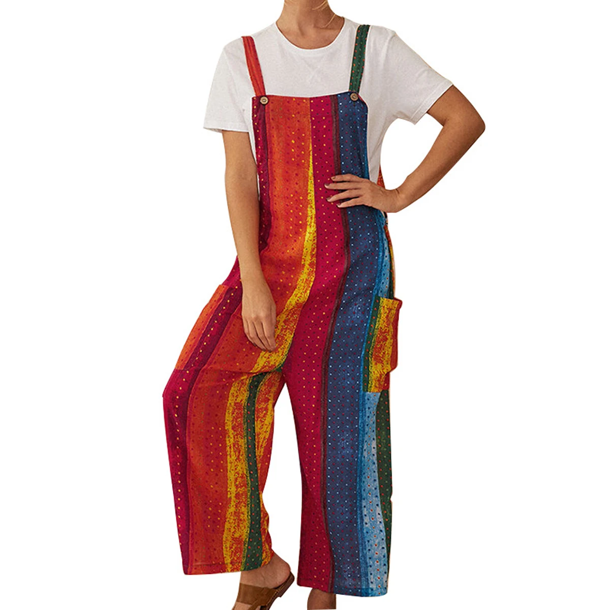 Новое поступление женские Комбинезоны на подтяжках с широкими штанинами