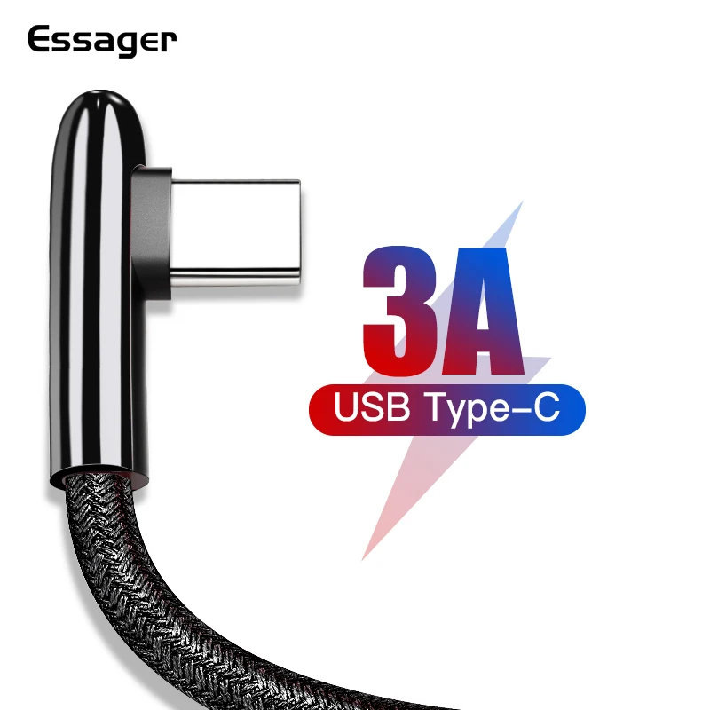 Usb-кабель Essager 3A type-C для samsung S10 Xiao mi Red mi note 7 mi 9 Oneplus 7 Pro Быстрая зарядка кабель USBC type-C USB-C зарядное устройство