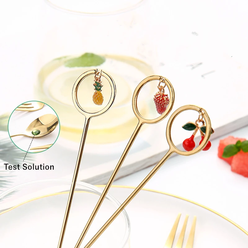 

Creative Stainless Steel Steak Fruit Fork Cute Pendant Golden Tableware Ice Cream Coffee Spoon Teaspoon Kitchen Cutlery Utensils