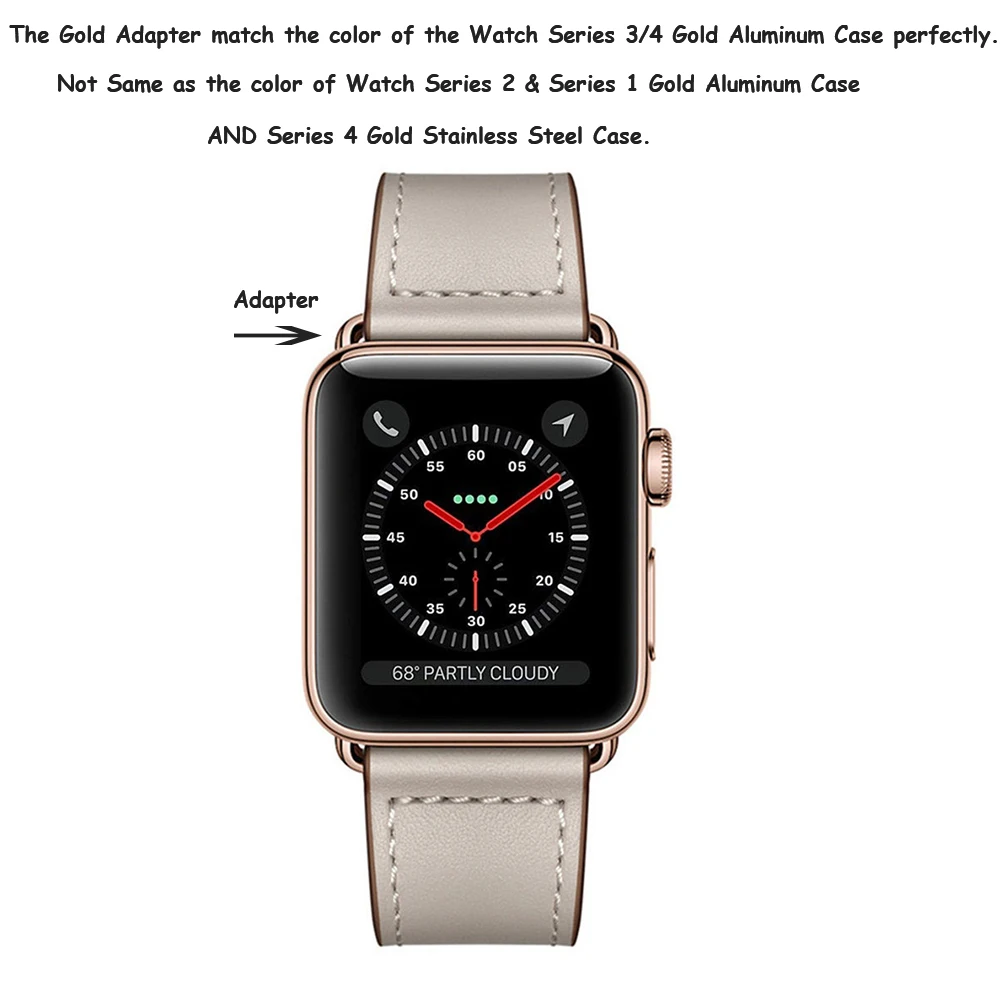 Белая слоновая кость кожаный ремешок для Apple Watch Series 4 44 мм 40 42 38 браслет iWatch 1 2 3