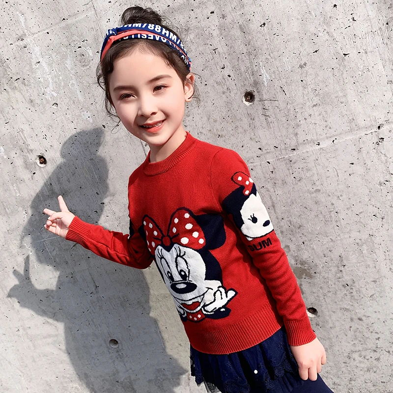 Children sweater 2019 new autumn winter baby girls cartoon mickey warm knitted pullover clothes 2-7 yrs | Мать и ребенок