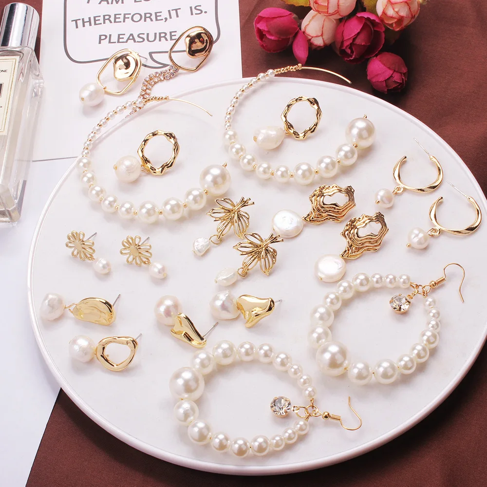 Многослойные Асимметричные жемчужные серьги креативные Необычные