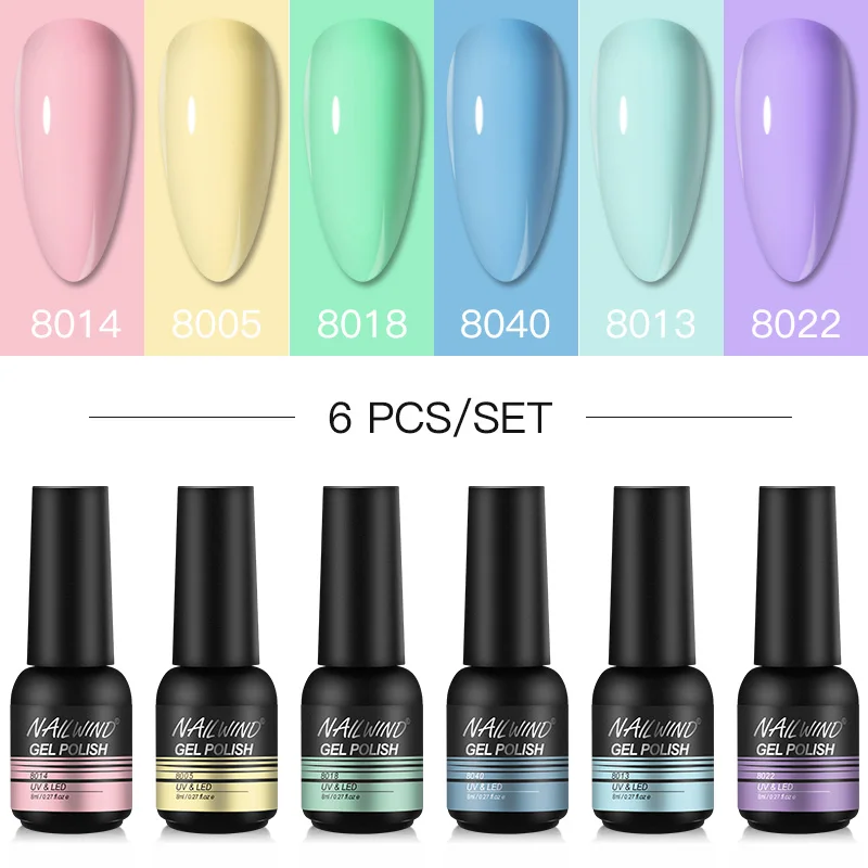 Набор гелей для маникюра NAILWIND набор гель-лаков ногтей 6 шт. 8 мл гибридное