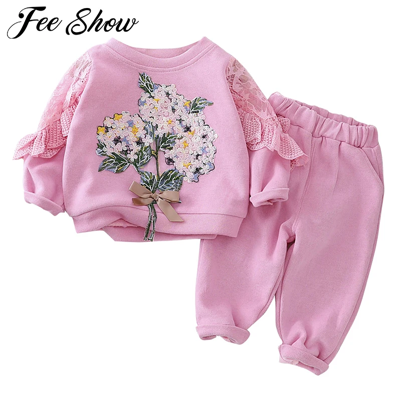 

2 шт./комплект, детский кружевной костюм с длинным рукавом