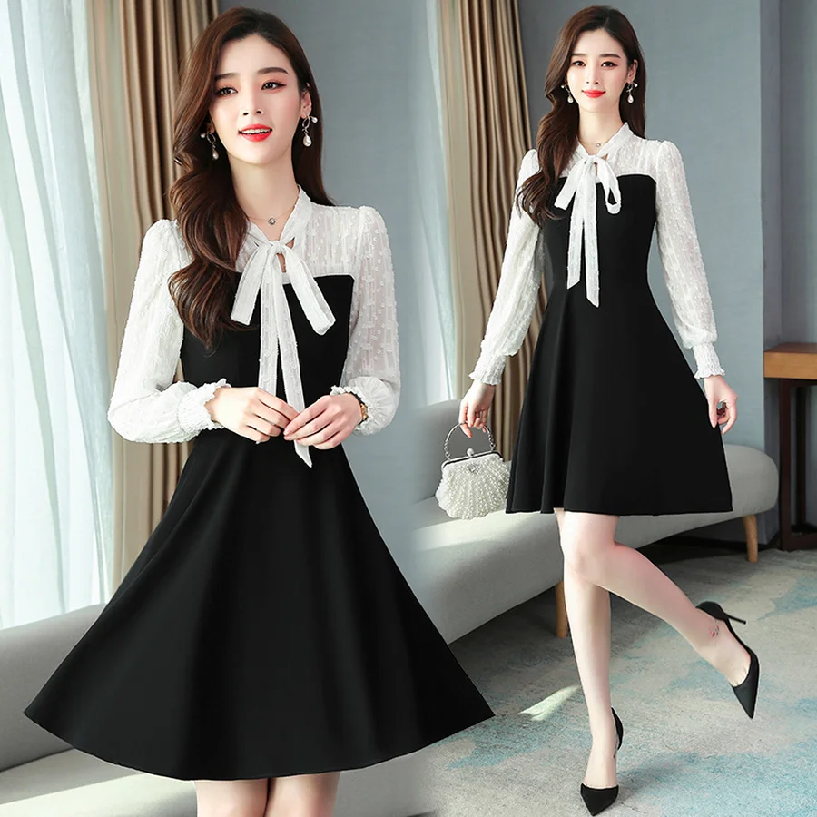 2021 в винтажном стиле Цвет Черный Шикарный красивый мини платья Сезон весна осень