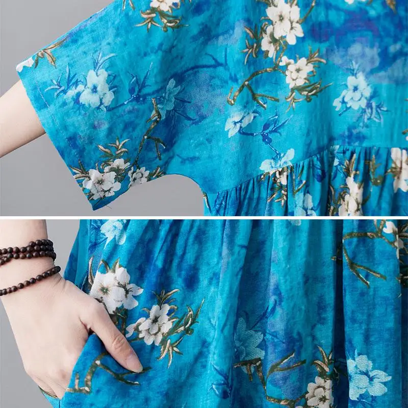 

Plus Size Ladies Dresses for Women 4XL 5XL 6XL Fashion Floral Cotton Summer Dress 2021 Casual Long Woman Dress Vestido