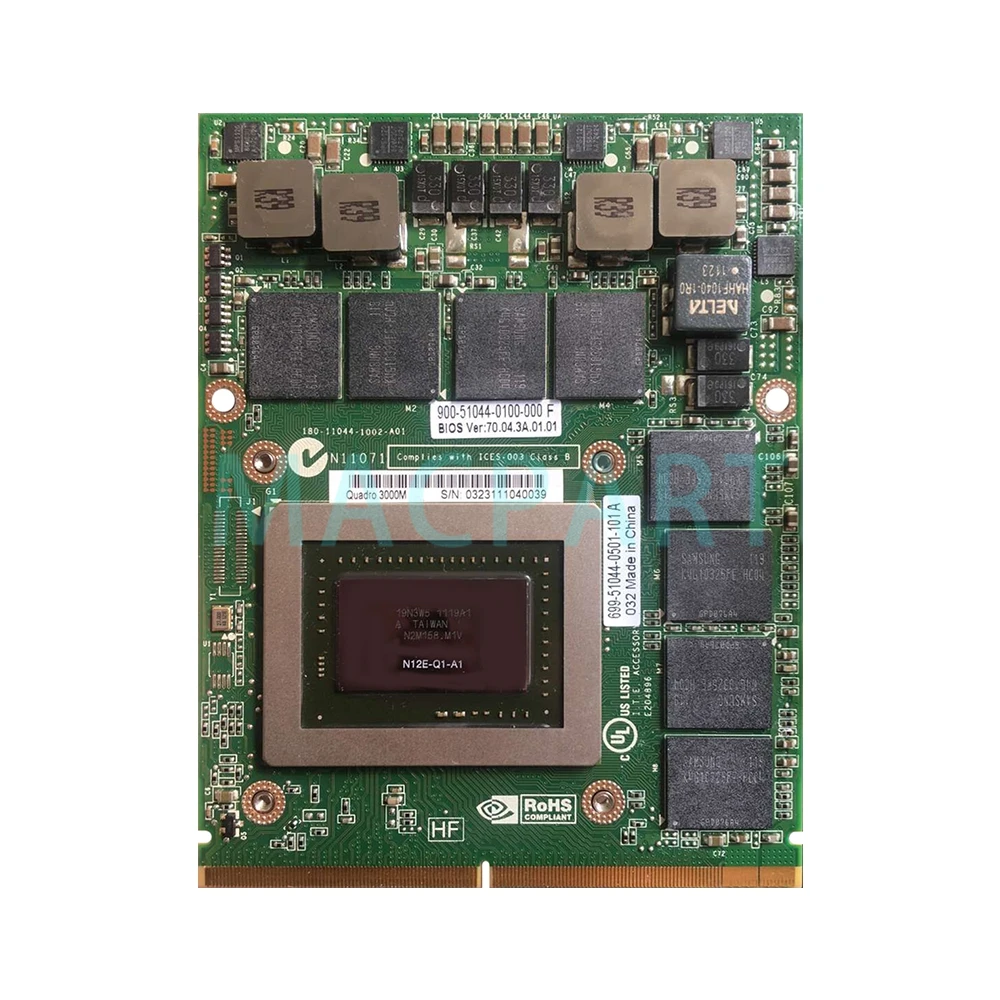 Квадро 3000 м Q3000M Q3000 DDR5 2 Гб Видео Графика карты с X кронштейн N12E Q1 A1 для Dell M6600 M6700 M6800