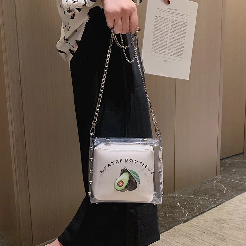 JIULIN brand female 2019 new Korean girls fresh transparent jelly bagWestern style popular chain messenger bag | Багаж и сумки