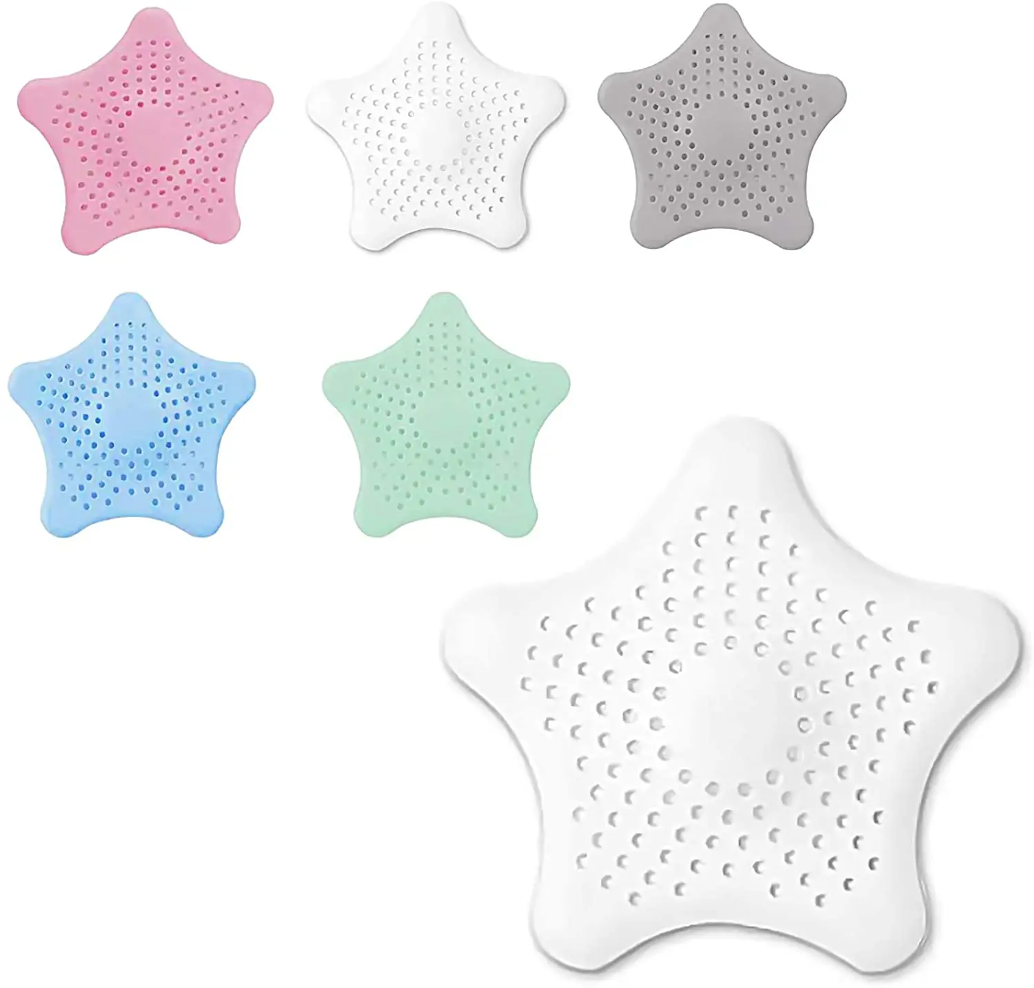 

5 Packs Bathroom Sink Strainer Silicone Shower Drain Hair Catcher with Suction Cups Sink Filter for Kitchen Bathroom Bathtubs