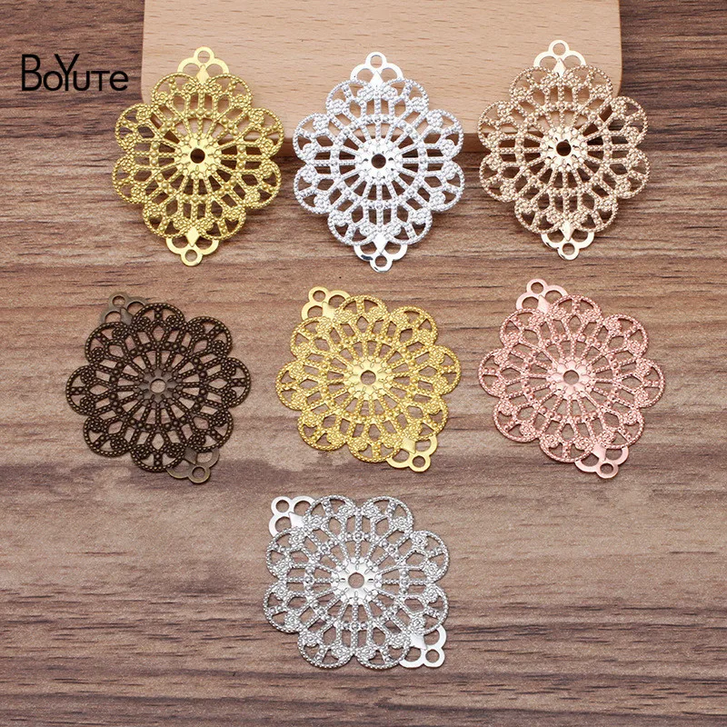 

BoYuTe (50 Pieces/Lot) 35*46MM Metal Brass Flower Filigree Findings Diy Hand Made Jewelry Materials Wholesale