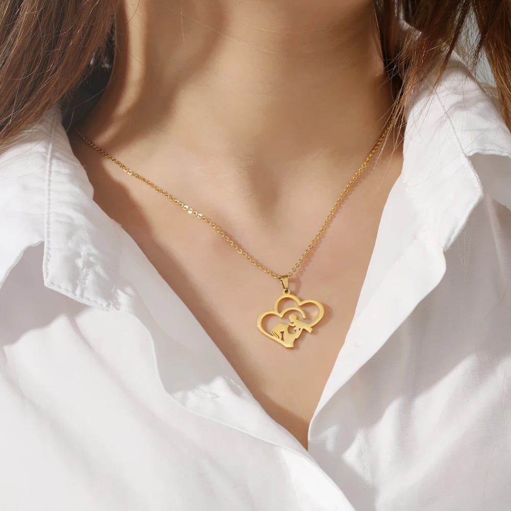 Fishhook Ожерелье с подвеской в виде сердца матери ребенка девушки мальчика для