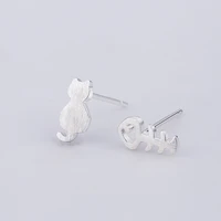 korean fashion cat fishbone stud earrings for women accessories jewelry party girl gift cute women earrings