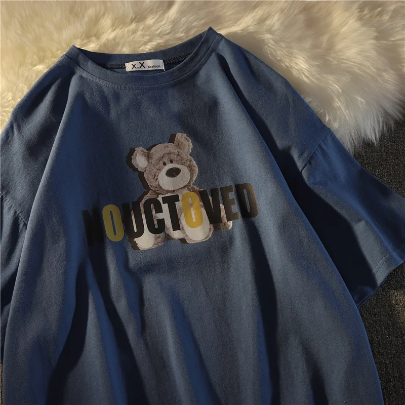 

Trendy Brand Little Bear Short-Sleeved T-shirt for Women 2021 New Loose Korean Style Ins Harajuku Style Korean Style Chic Fried