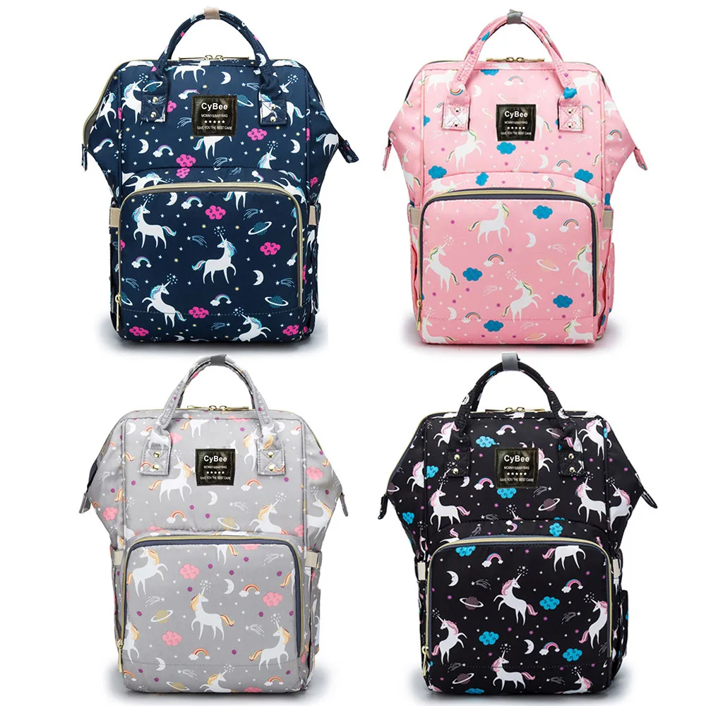 Waterproof Diaper Bag Backpack Luiertas Multi-Function Large Capacity Travel Backpack Nappy Bag Unicorn Print Baby Bag for Mommy