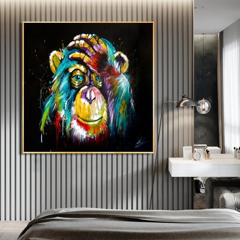 

Абстрактное мышление, обезьяна, холст, постеры и принты, настенные декоративные картины, животные, Масляные картины для украшения стен дома