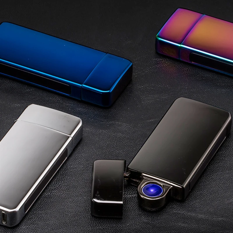Новая Вращающаяся пожарная перезаряжаемая через USB Зажигалка индукция отпечатков пальцев ветрозащитная зажигалка с аркой для сигарет творческие подарки