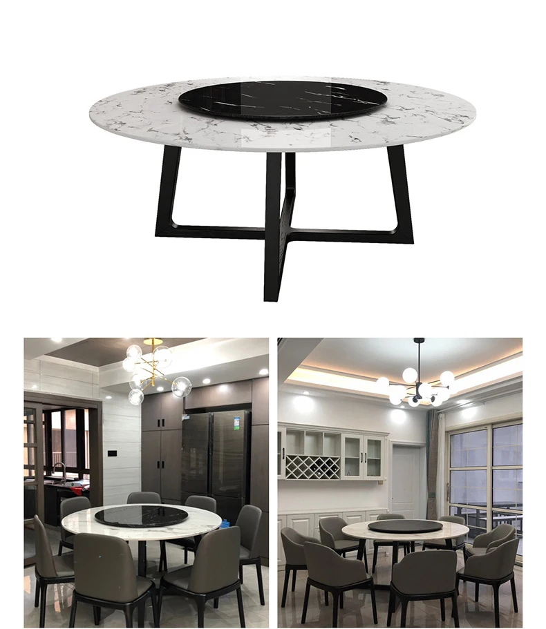 

stone marble round swiveling wooden dining table chairs set Nordic comedor sillas de comedor mesa comedor muebles de madera mesa