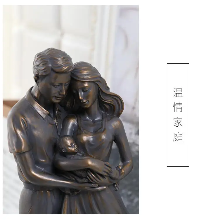 Ретро Ностальгический happy family украшения семья из трех человек для свадьбы, годовщины, дня рождения подарок жене статуя Семья украшения из смолы