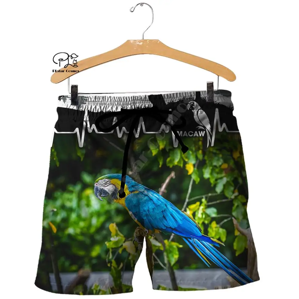 

PLstar Cosmos Animal Bird Parrot Pigeon Art Funny 3Dprint Harajuku Streetwear Unisex Summer Casual Shorts Beach Short pants A-3