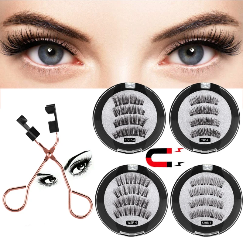 Magnetic Eyelashes Handmade Makeup Mink Eyelashes Extended False Eyelashes Reusable False Eyelashes With Tweezers Wholesale