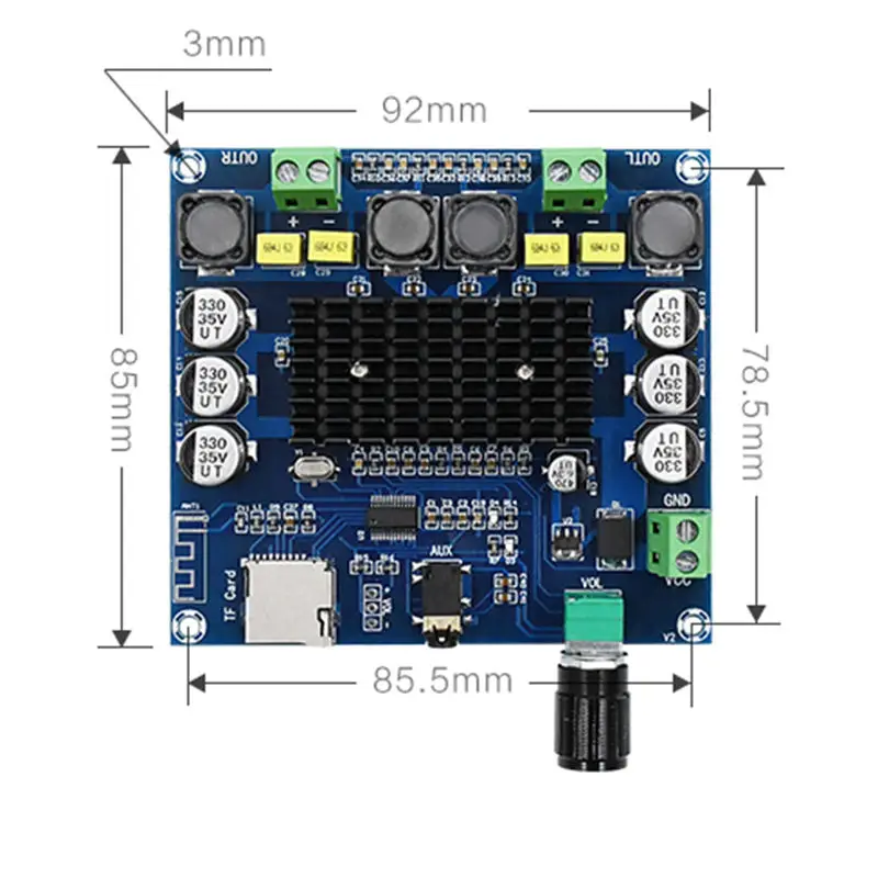 Tda7498 Bluetooth Amplifier Audio Board 2X50W Stereo Digital Power Amplifiers Amp Module Support Tf Card Aux Home Theater | Электроника