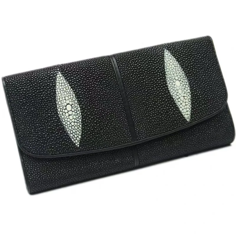 Кошелек унисекс из натуральной кожи стильный длинный кошелек тройного сложения