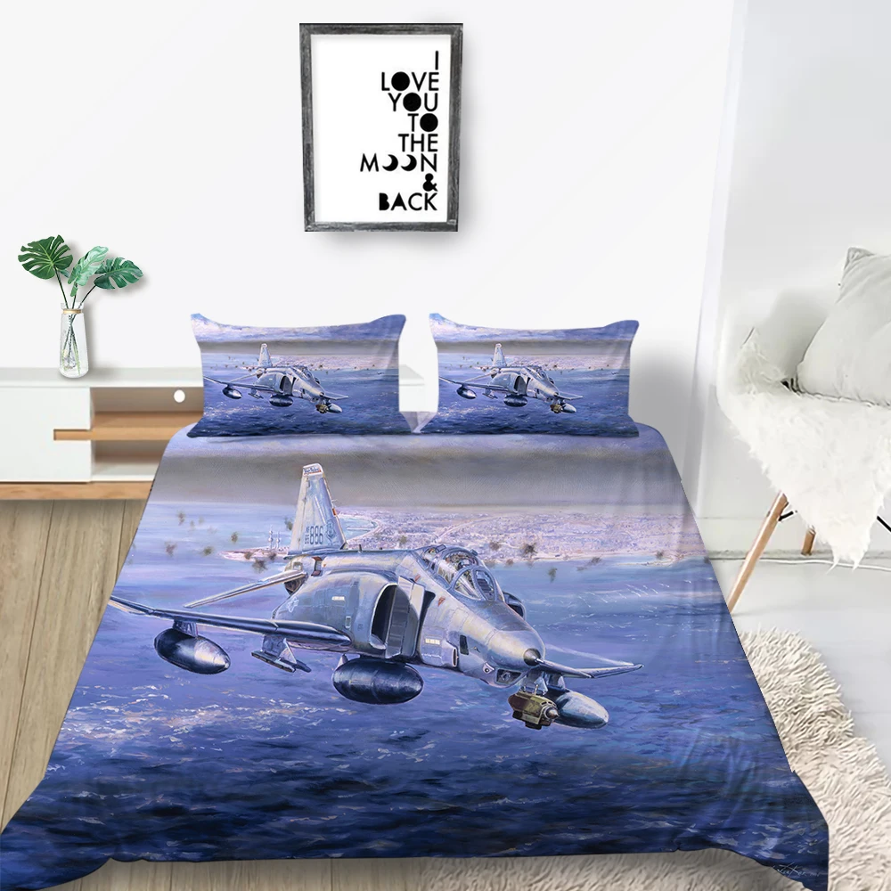 

Airplane Bedding Set Sea Fashionable Fresh 3D Duvet Cover Double Queen King Twin Full Single Unique Design Bed Set