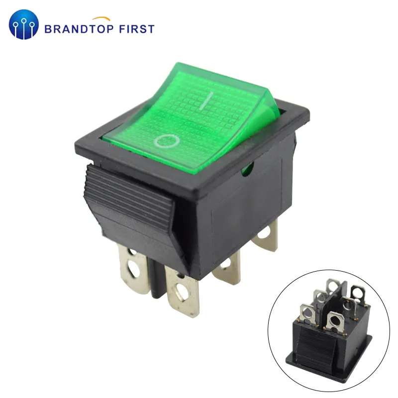 KCD4 кулисный переключатель Мощность переключатель 4 Пина 6Pin 15A 250VAC 20A 125VAC - Цвет: 6Pin green