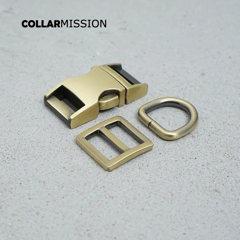 100 unids/lote (hebilla de metal + Tri-Glid + D anillo/set)15mm metal plateado hebilla para bolsa correas DIY collar de perro accesorios 8 colores-0