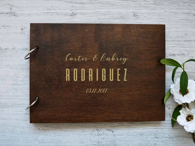 Свадебная Гостевая книга пользовательские фотофоны свадьбы в деревянном альбом