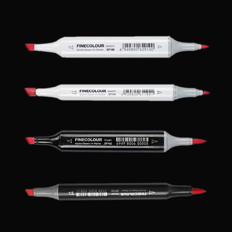 FINECOLOUR EF100/101/102/103 Dual Heads Professional Art Oily Alcoholic Marker Universal 80/120/168/360 Colors For Art Workers