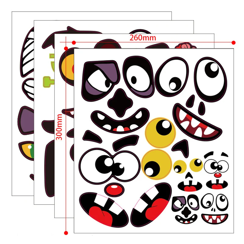 4 листа Стикеры s с лицом тыквы из Хэллоуин призрак уход за кожей лица трюк или