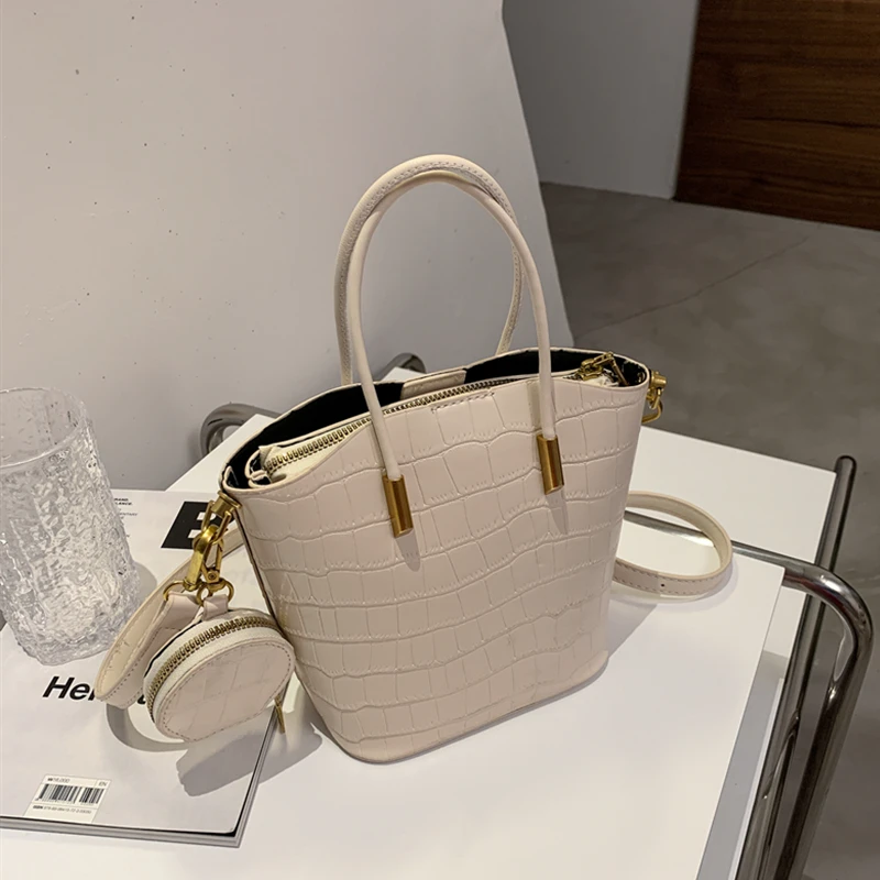 

Burminsa 2 Pcs/Set Crocodile Pattern Small Bucket Women Handbags Brand Designer Female Tote Ladies Shoulder Crossbody Bags 2021