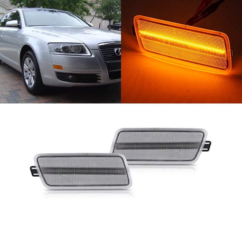 Для Audi A6 C6 2005-2011 прозрачные линзы без ошибок передние янтарные светодиодные