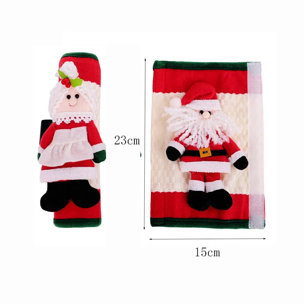

2pcs/set Christmas Refrigerator Handle Cover Cloth Santa Kitchen Microwave Oven Fridge Door Knob Protector Door Handle Cover New