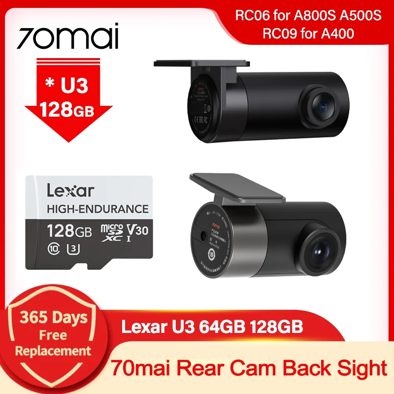 

70mai задний видеорегистратор RC06 RC09 Lexar U3 SD-карта 64 Гб 128 ГБ для 70mai Dash Cam A500S A800S