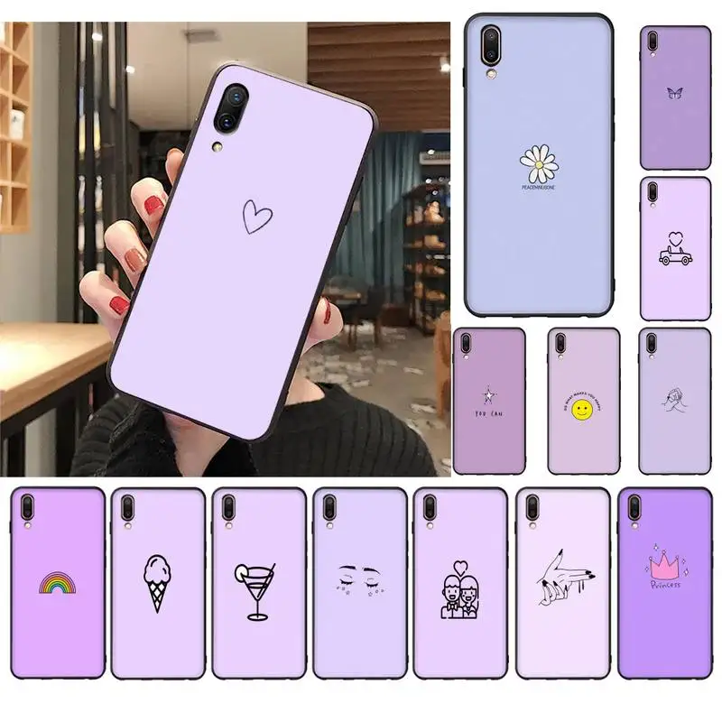 

Purple background Phone Case For Vivo Y12 Y15 Soft TPU Silicone Cover For vivo Y91C For Vivo Y17 Y19 U3X Protective Back Cover