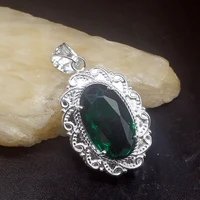 gemstonefactory jewelry big promotion 925 silver elegant oval green topaz women ladies mom gifts necklace pendant 20213635