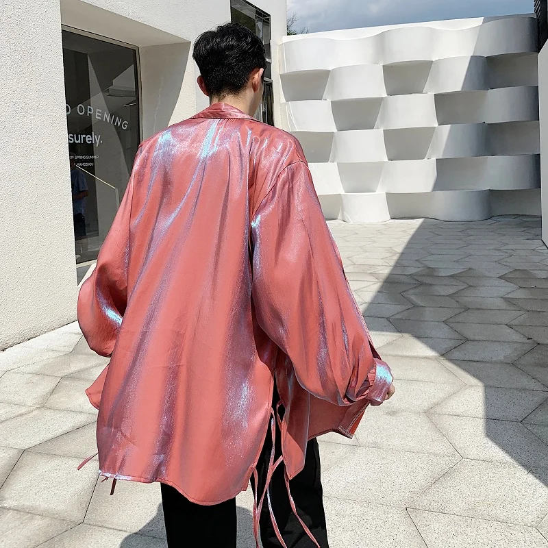 Мужская Повседневная рубашка с длинным рукавом свободная винтажная уличная