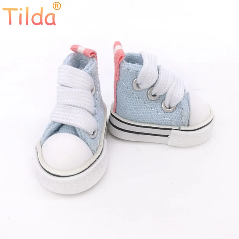 light blue Тильда 3,5 см кукла обувь для Blythe игрушки bjd, холст игрушечные кроссовки для OB24 куклы 1/8 для Blyth bjd аксессуары для кукол игрушка подарок - Цвет: light blue