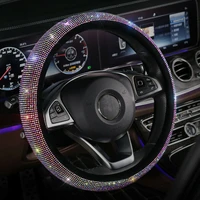 universal steering wheel cover luxury bling bling rhinestone diamond car accessories decor car wheel cover steering wheel cover