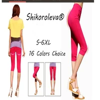 shikoroleva women 34 capri legging 2021 candy solid color high waist cropped trousers jeggings plus 6xl 5xl s brown pink red