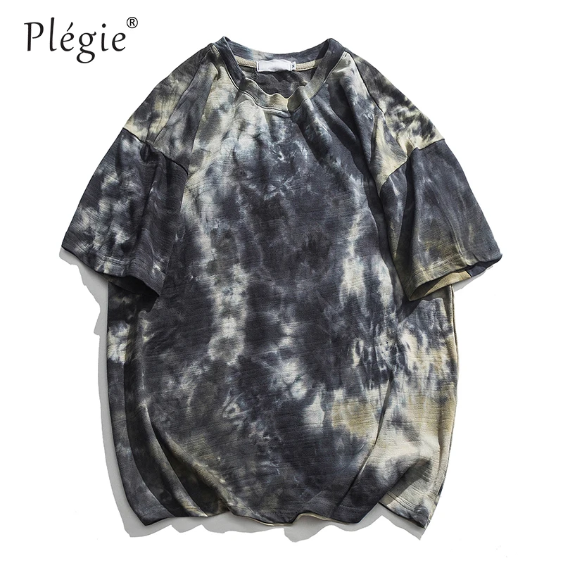 

Unisex Tie Dye Loose Tshirt Mens 2020 Summer Round Neck Streetwear Hipster T-Shirt Short Sleeve 100% Cotton Tee Shirts 6-Colors