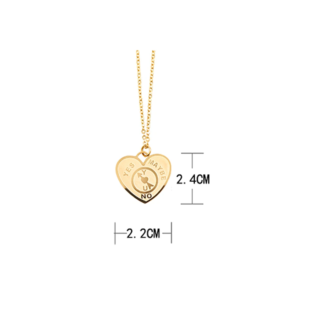 

Vintage Coin Necklace for Women Lover Gift Simple 316L Stainless Steel Link Chain Charm Heart Pendant Necklace Girl Jewelry