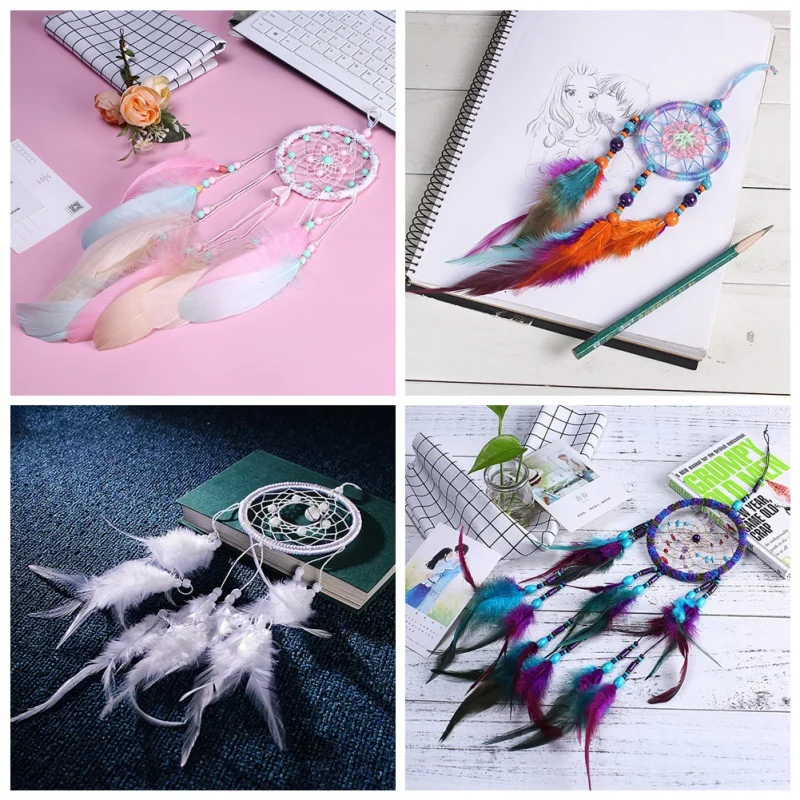 

Flying Wind Chimes Dream Net Catcher Handmade Gifts Feather Pendant Creative Car Hanging Decoration