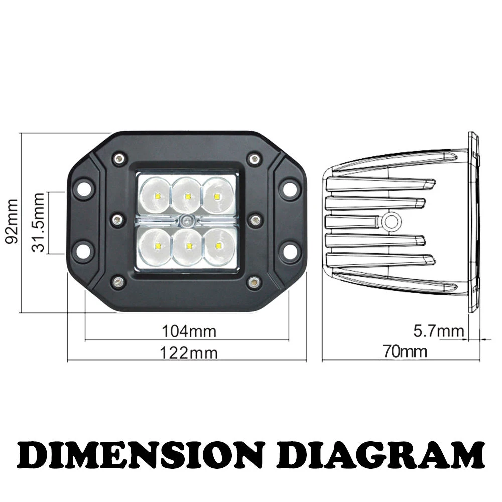 Светодиодный бампер ECAHAYAKU с утапливаемым креплением 2 шт. 18 Вт 6000K IP67 для ATV Jeep