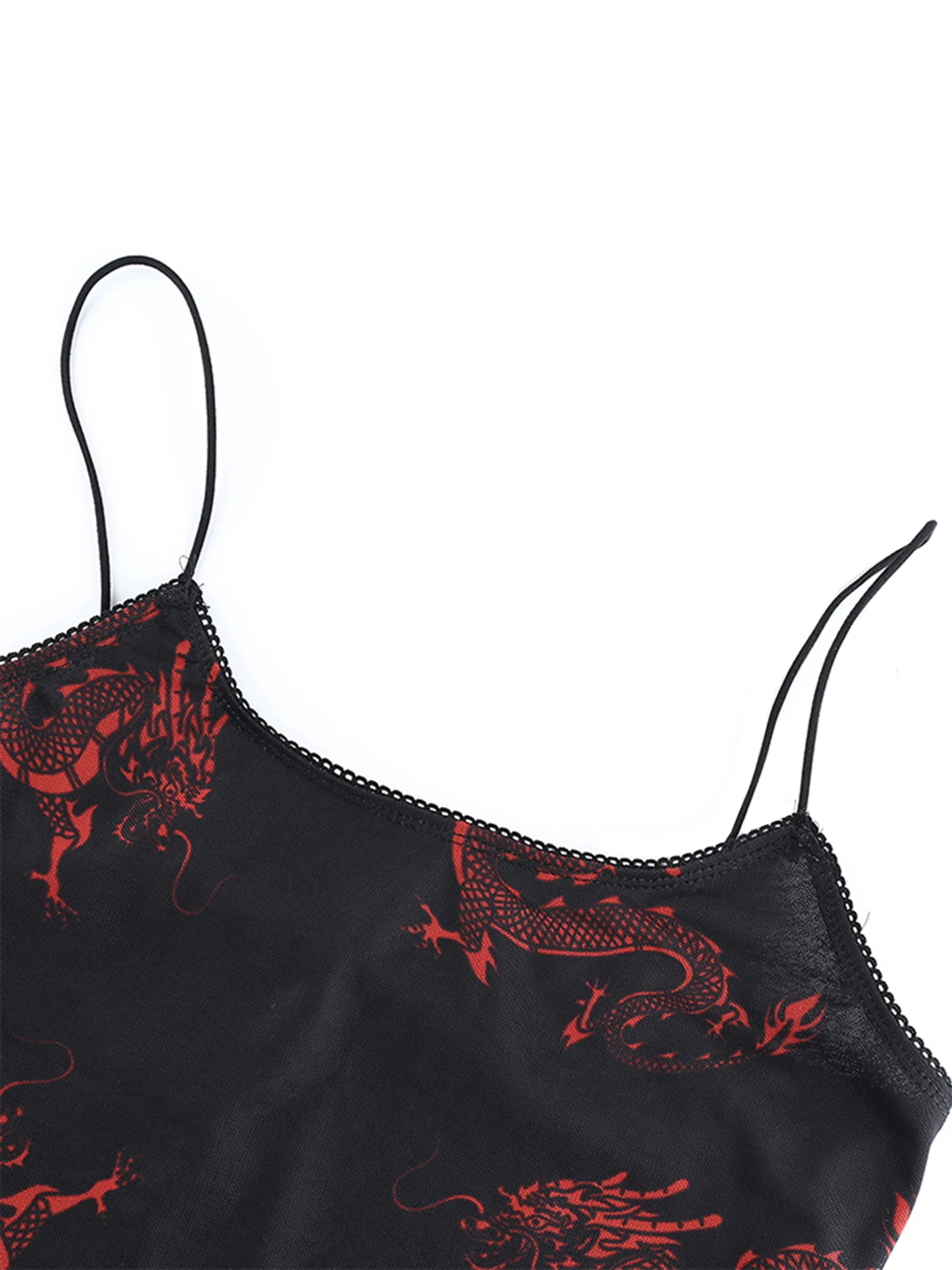 

2020 New Women Fashion Crop Top Dragon Pattern Camisole Vest Summer Sexy U-neck Exposed Navel Tube Tank Top