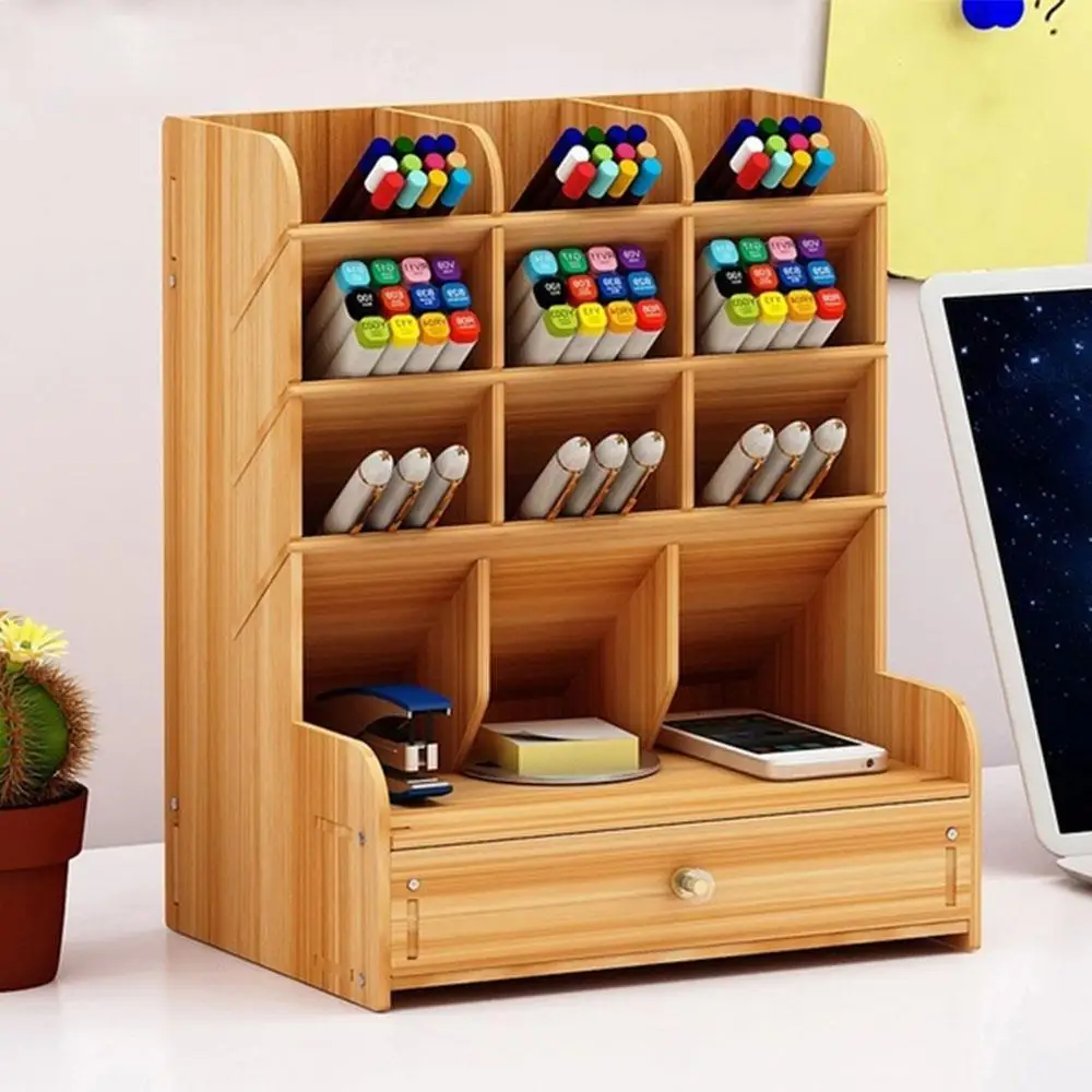 

Wooden DIY Makeup Organizer Cosmetic Organizer Cosmetic Storage Box Creative 2 Drawers Keys Stationary Practical Dresser
