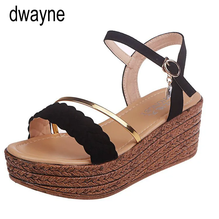 

hot sale fashion platform sandals women simple buckle summer shoes elegant comfortable wedges shoes big size jkm89
