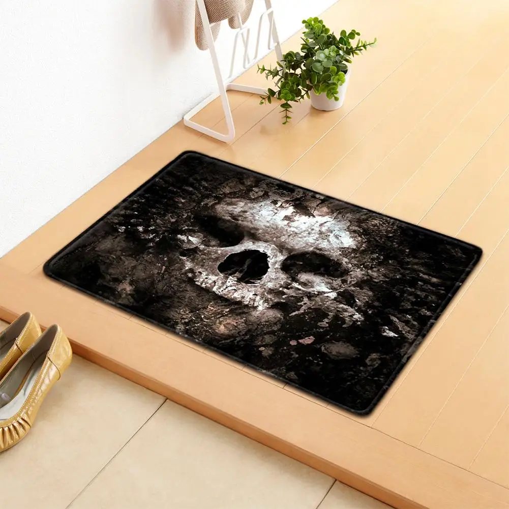 Занавеска для душа и Коврик ванны с черепом Хэллоуина набор модных ретро